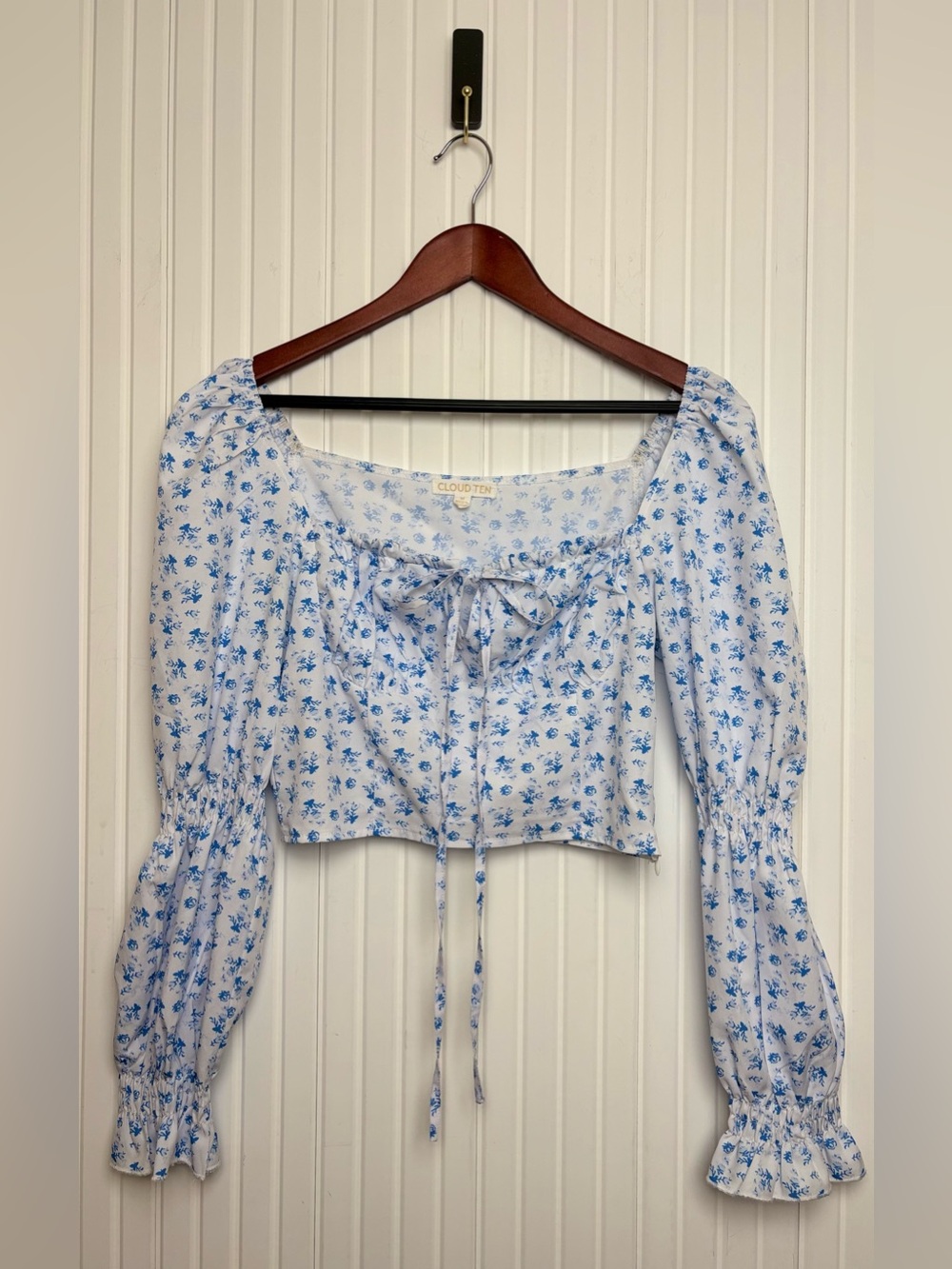 Milkmaid Puff Sleeve Cropped Peasant Top M Renn Faire Cottage Romantic Poet